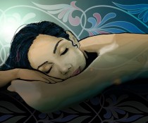 Illustration of girl dreaming